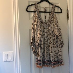 Boho cold shoulder shirt